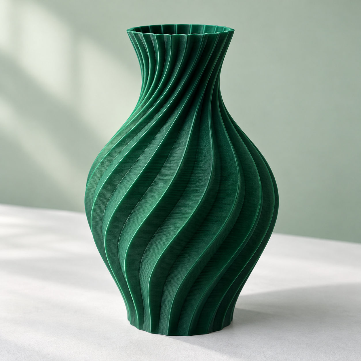 Concept di vaso verde bosco con una forma ondulata